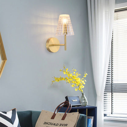 Luxury Round Textured Glass Copper 1-Light Wall Sconce Lamp