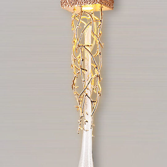 Brass Crystal Water Drop Design 1-Light Wall Sconce Lamp