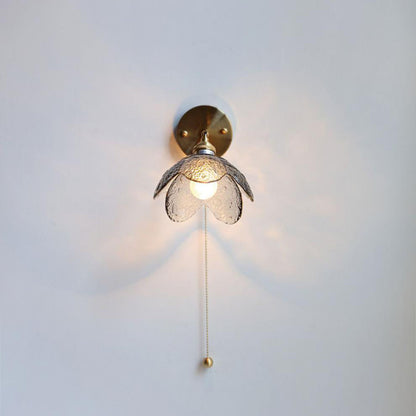 Scandinavian Copper Glass Flower 1-Light Wall Sconce Lamp