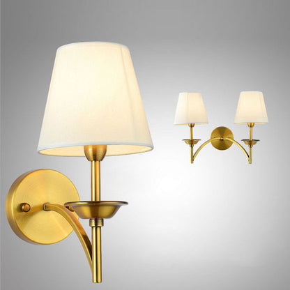 Mid-Century Iron Fabric Cylinder 1/2 Light Wall Sconce Lamp