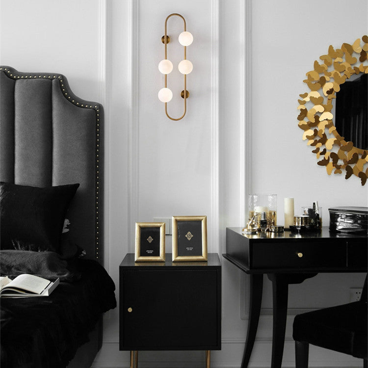 Scandinavian Orb Hardware Glass 4-Light Wall Sconce Lamp