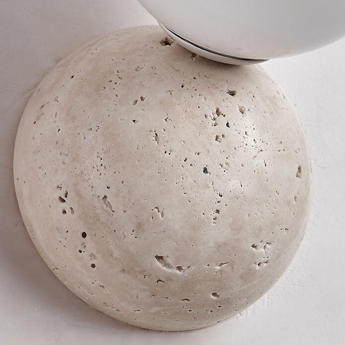 Japanese Round Ball Stone 1-Light Wall Sconce Lamp