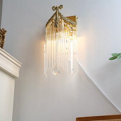 French Luxury Bow Brass Crystal 1-Light Wall Sconce Lamp