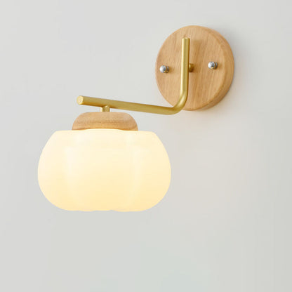 Japanese Wood Cotton PE Shade 1-Light Wall Sconce Lamp