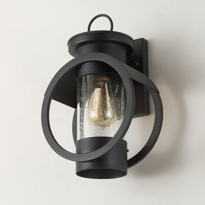Round Cylindrical Iron Glass 1-Light Wall Sconce Lamp