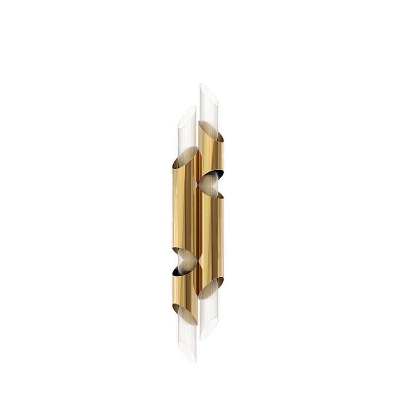 Luxury Long Tube Stainless Steel 2/4 Light Wall Sconce Lamp