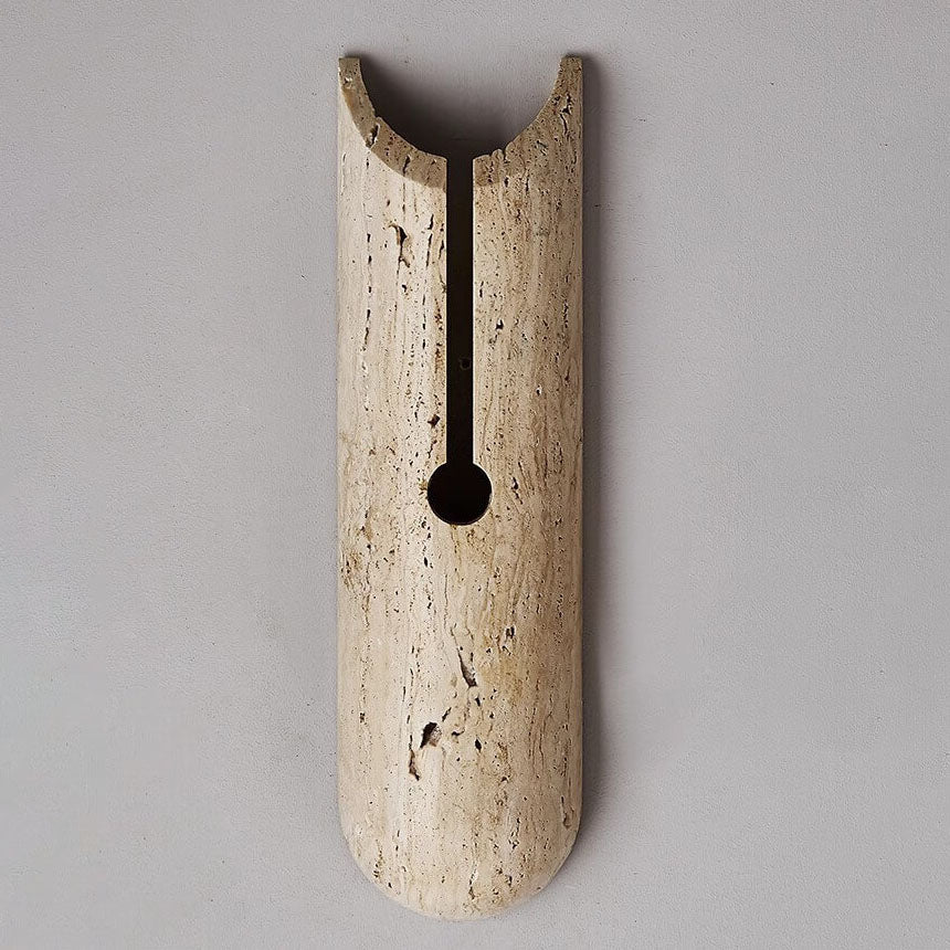 Japanese Travertine Half Oval 1-Light Wall Sconce Lamp