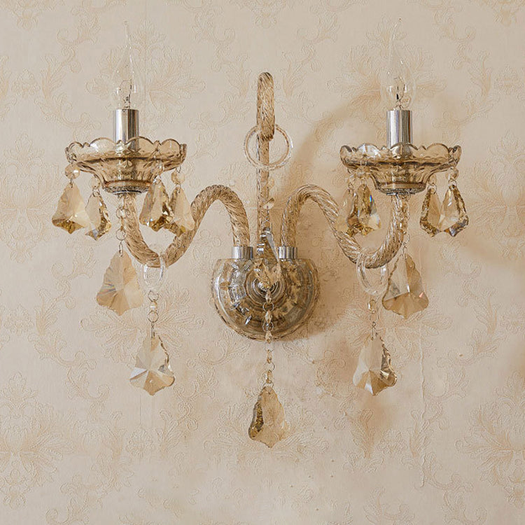 Glass Candelabra Hardware 1/2-Light Wall Sconce Lamp