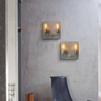Scandinavian Iron Cement Plaster 2-Light Wall Sconce Lamp