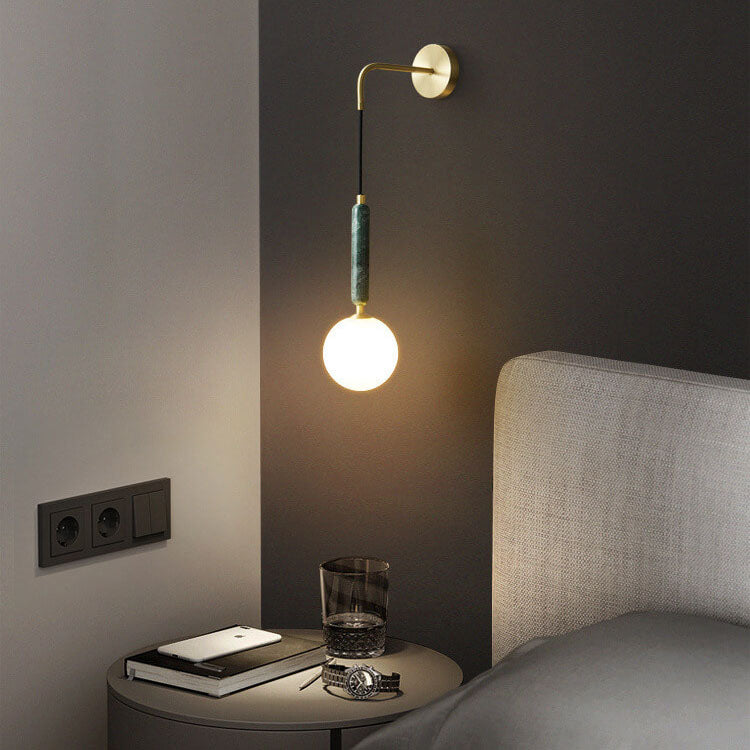Ball Shade Marble Arm Hanging 1-Light Wall Sconce Lamp