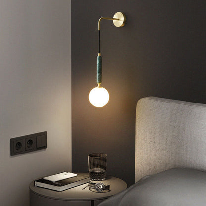 Ball Shade Marble Arm Hanging 1-Light Wall Sconce Lamp