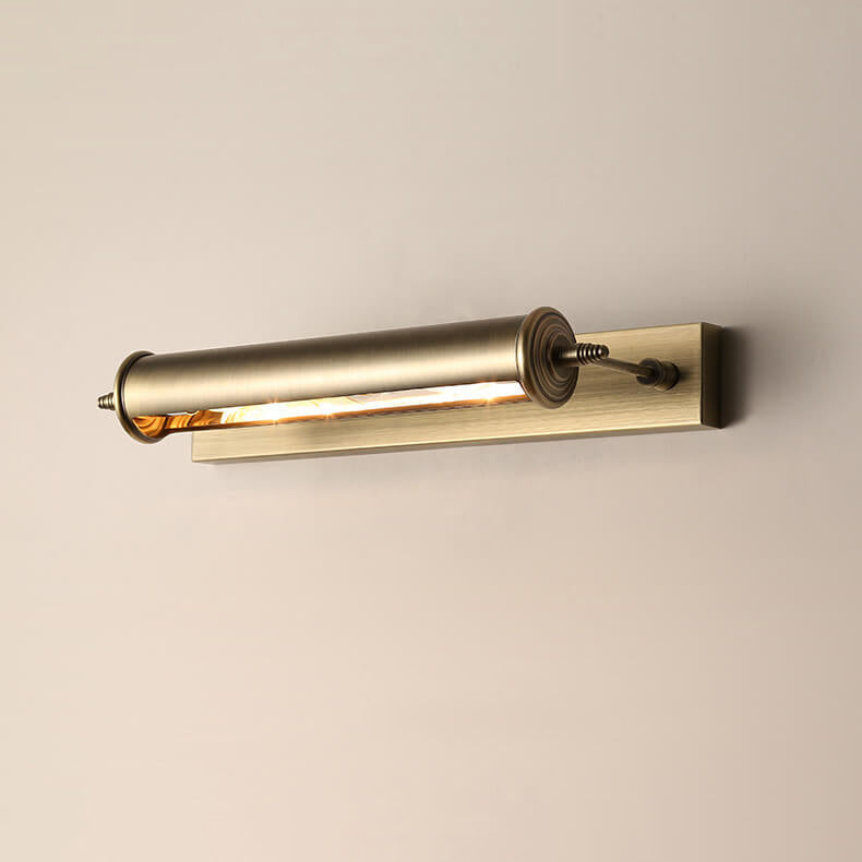 Bronze Column Bar 1-Light Mirror Front Wall Sconce Lamp