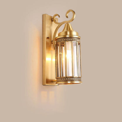 European Light Copper Glass 1/3-Light Wall Sconce Lamp