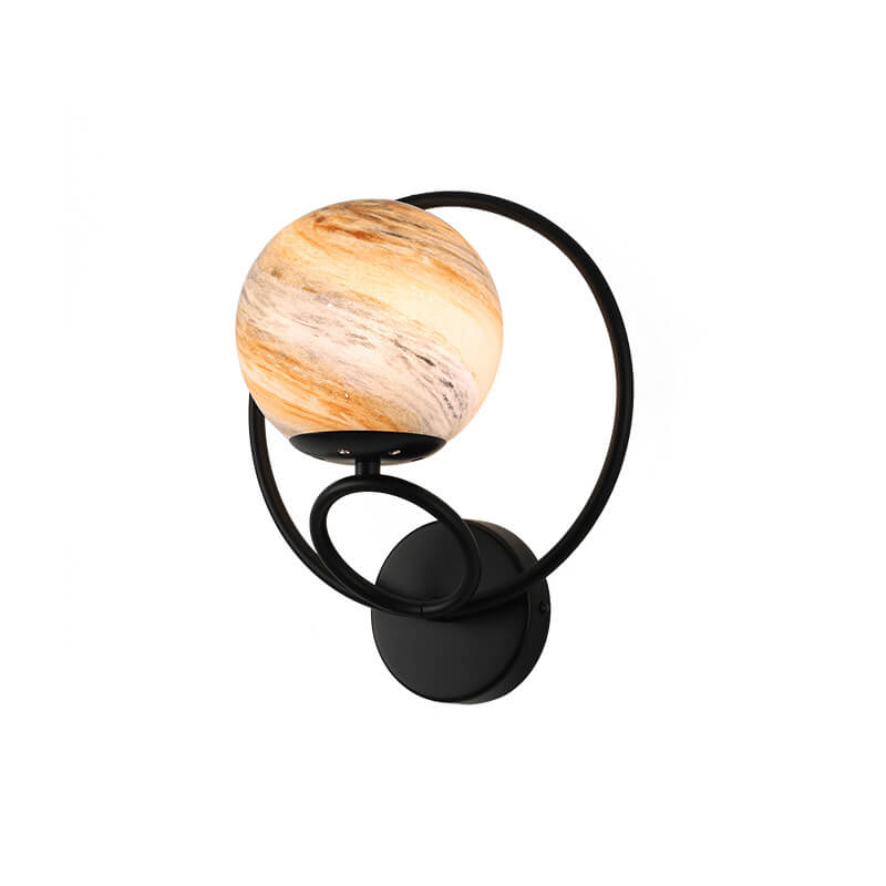 Creative Circle Planet Glass Iron 1-Light Wall Sconce Lamp