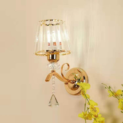 Luxury Iron Crystal Cone 1-Light Wall Sconce Lamp