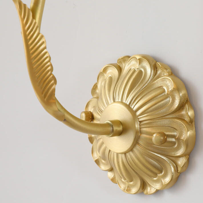French Glass Flower Copper 1-Light Wall Sconce Lamp