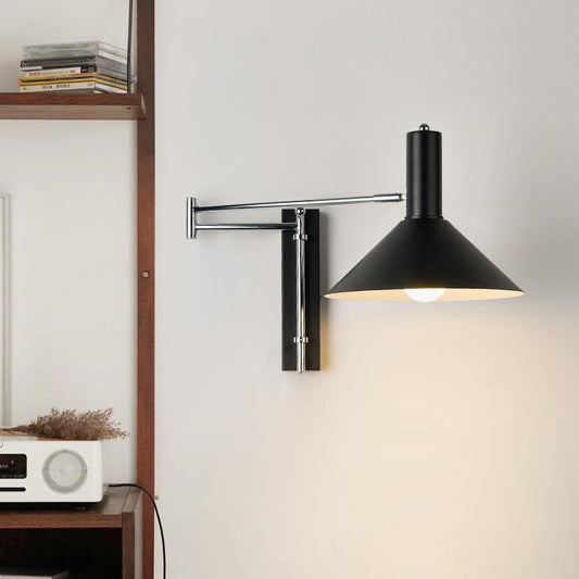 Round Tapered Iron 1-Light Retractable Wall Sconce Lamp