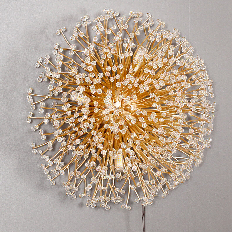 Luxury Crystal Dandelion Aluminum 4-Light Wall Sconce Lamp