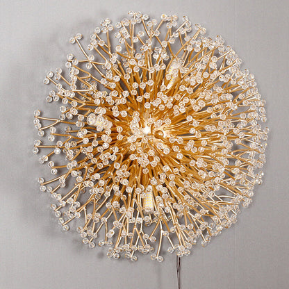 Luxury Crystal Dandelion Aluminum 4-Light Wall Sconce Lamp