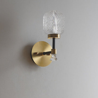 Luxury Glass Oval Copper Base 1-Light Wall Sconce Lamp