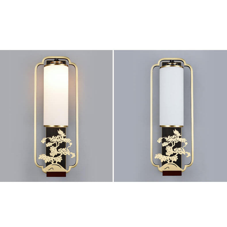 New Copper Glass Column Ring 1-Light Wall Sconce Lamp