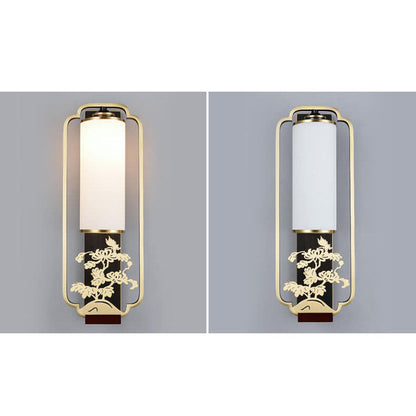 New Copper Glass Column Ring 1-Light Wall Sconce Lamp