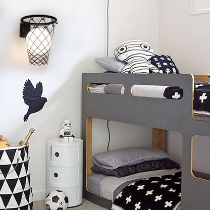 Deco Iron Glass Basketball Hoop 1-Light Wall Sconce Lamp