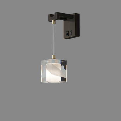 Luxury Cube H65 Brass Acrylic 1-Light Wall Sconce Lamp