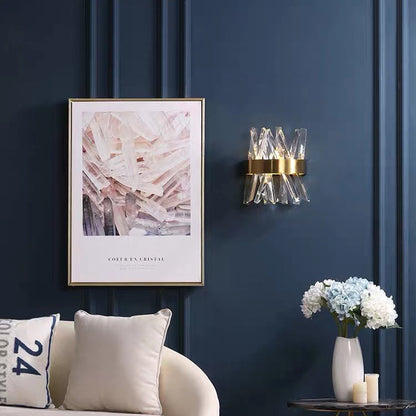 Half Stainless Steel Crystal 2-Light Wall Sconce Lamp