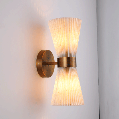 Minimalist Column Fabric Copper 2-Light Wall Sconce Lamp