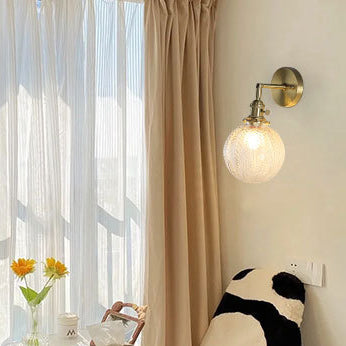 French Cylinder Ball Copper Glass 1-Light Wall Sconce Lamp