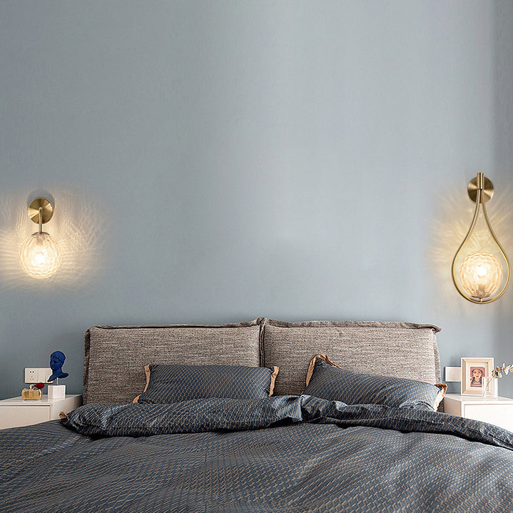 Teardrop Round Ball Iron Glass 1-Light Wall Sconce Lamp