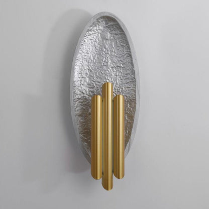 Oval Gold Foil Texture Metal Tube 2-Light Wall Sconce Lamp