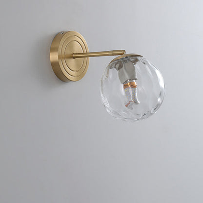 Luxury Glass Orb Copper Base 1-Light Wall Sconce Lamp