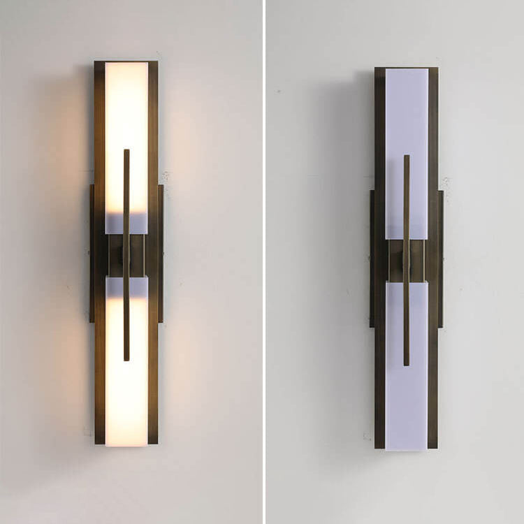 Chinese Iron Frame Cuboid Acrylic LED Wall Sconce Lamp
