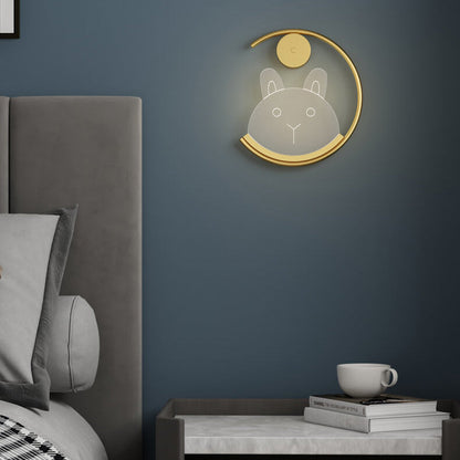 Creative Golden C-shaped Acrylic Bear LED Wall Sconce Lamp