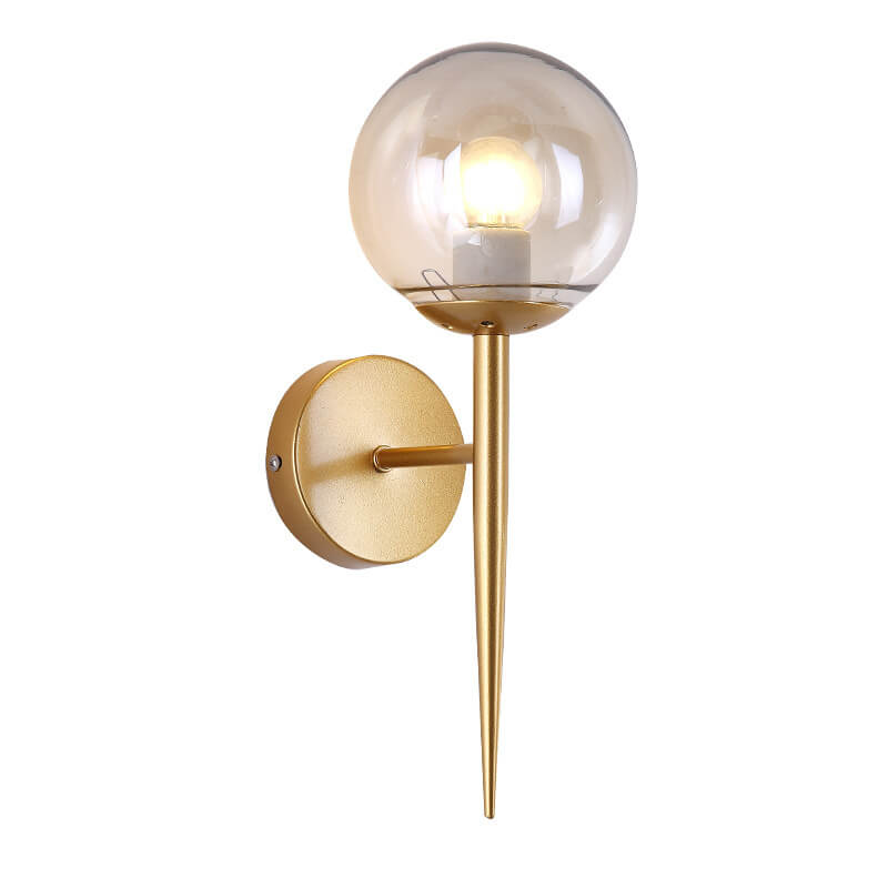 Glass Round Ball Shade Long Pole 1-Light Wall Sconce Lamp