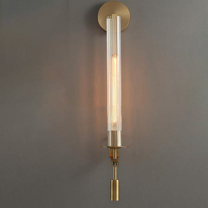Luxury Iron Glass Cylinder Strip 1-Light Wall Sconce Lamp