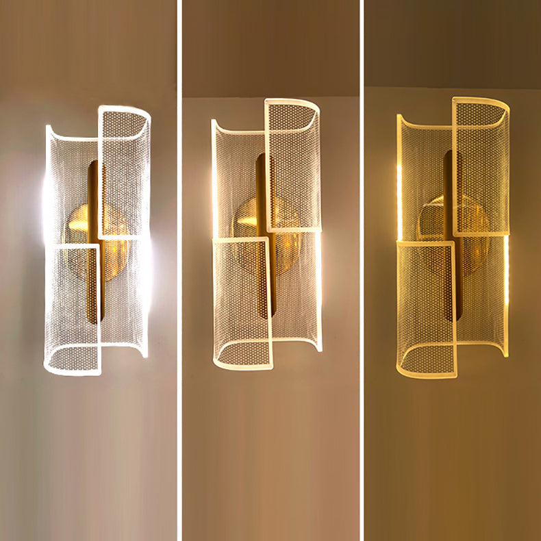 Iron Column Cut Lozenge Line LED Wall Sconce Lamp