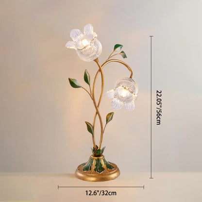 Modern Art Deco Flower Branch Leaf 1/2 Light Table Lamp For Bedroom