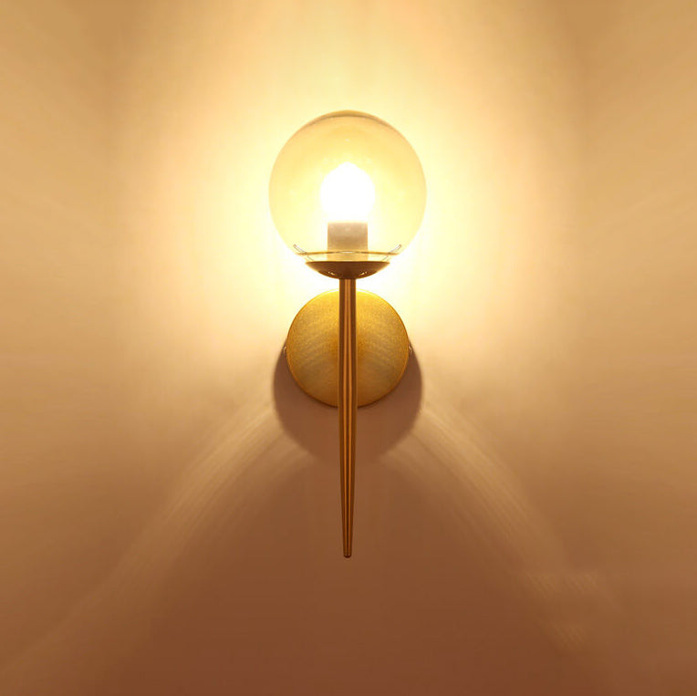 Glass Round Ball Shade Long Pole 1-Light Wall Sconce Lamp