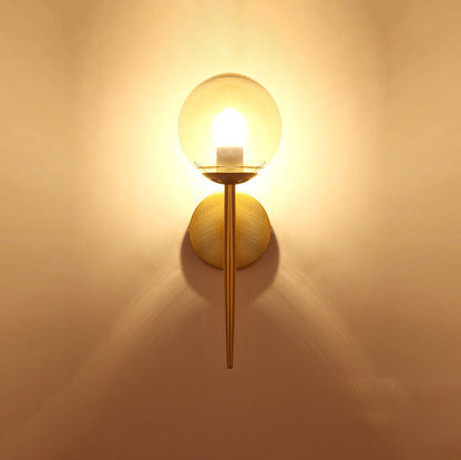 Glass Round Ball Shade Long Pole 1-Light Wall Sconce Lamp