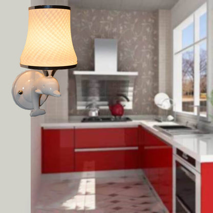 Glass Dolphin Decoration Design 1-Light Wall Sconce Lamp