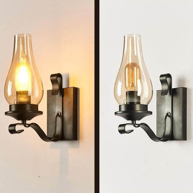 Wrought Glass Bottle Lampshade 1-Light Wall Sconce Lamp