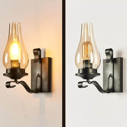 Wrought Glass Bottle Lampshade 1-Light Wall Sconce Lamp