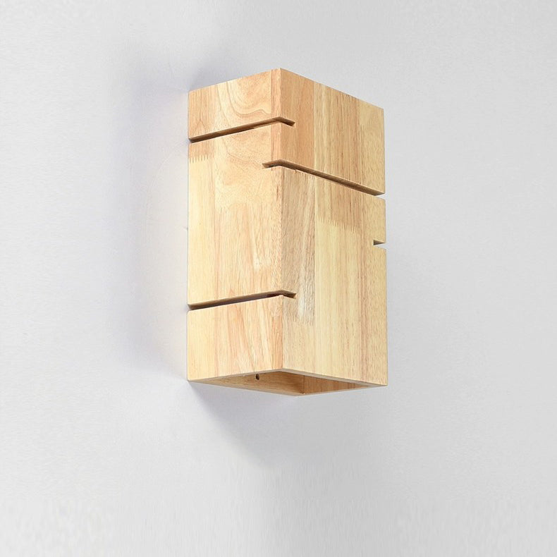 Scandinavian Rubberwood 2-Light Wall Sconce Lamp