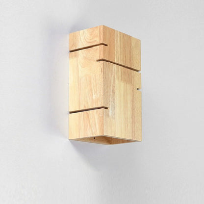 Scandinavian Rubberwood 2-Light Wall Sconce Lamp