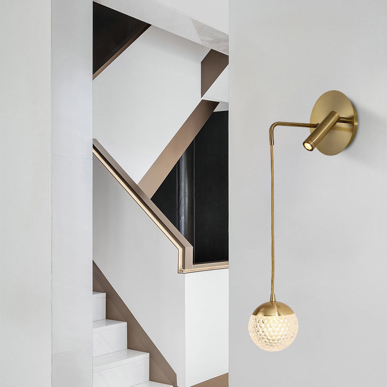 Iron Acrylic Ball Pendant 1-Light LED Wall Sconce Lamp