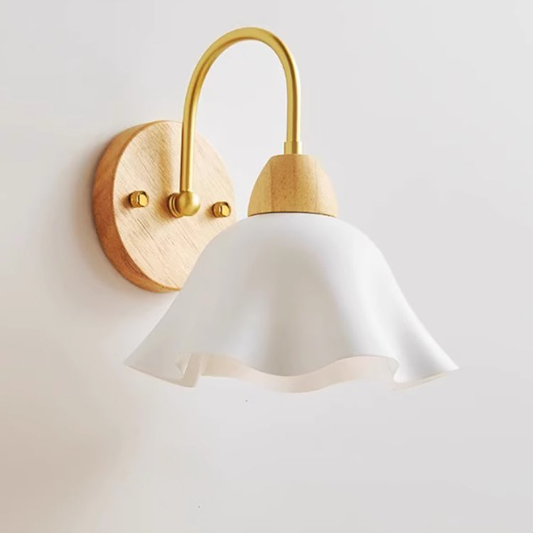 Wood Acrylic Iron Flower Ball 1-Light Wall Sconce Lamp