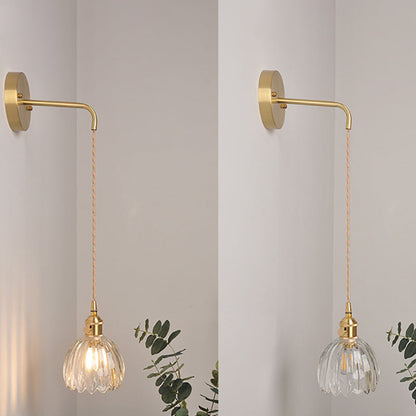 Minimalist Floral Copper Glass 1-Light Wall Sconce Lamp